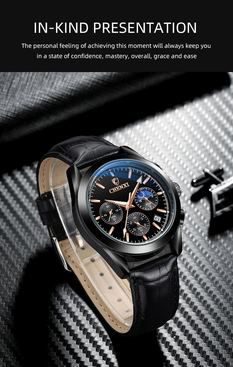 Stainless Steel Chronograph Wristwatch for Men