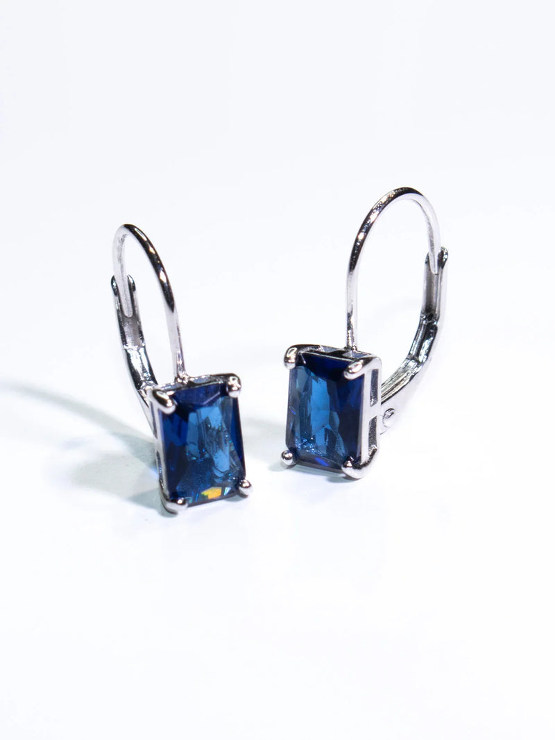 Sterling Silver Sapphire Blue Clip Earrings for Women