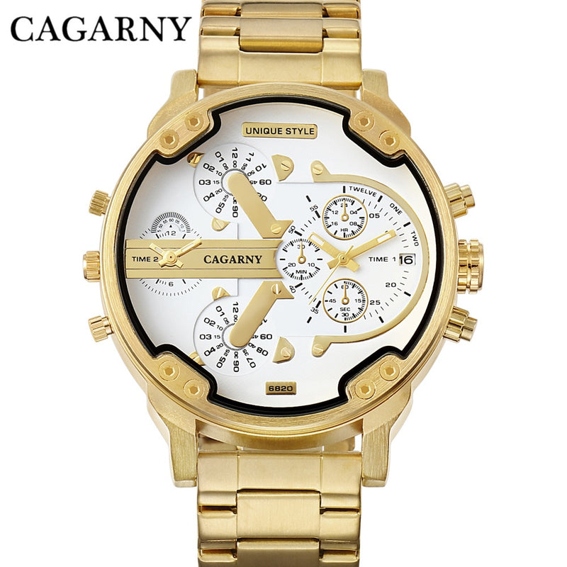 Gold Steel Band Quartz Watch for Men