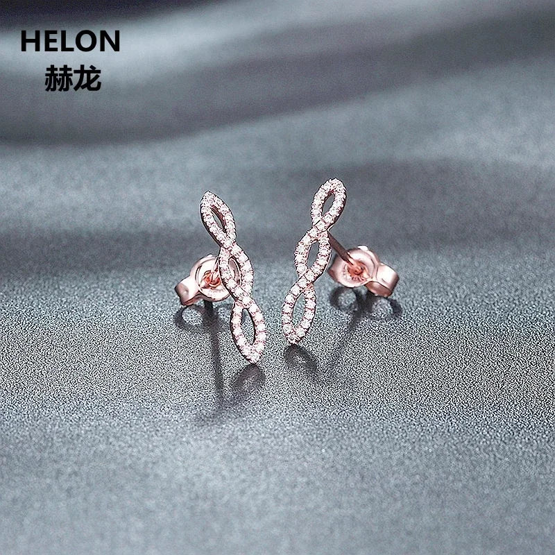 14k Rose Gold Cubic Zirconia Stud Earrings for Women