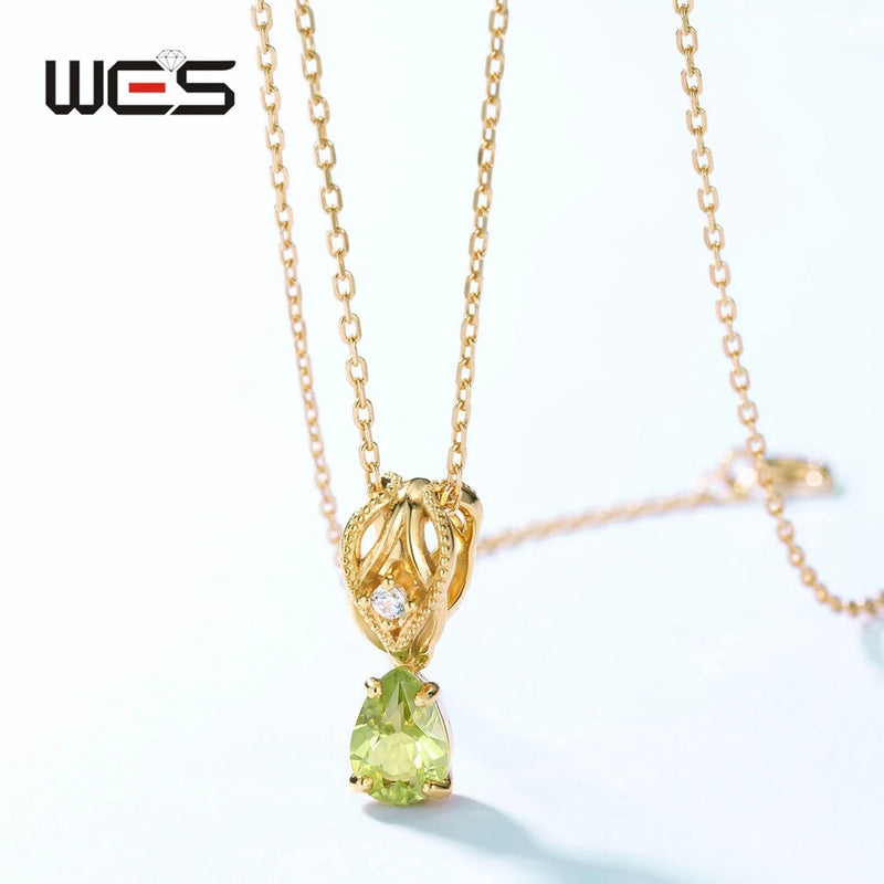 925 Sterling Silver Peridot Pendant with Zirconia Accents for Women