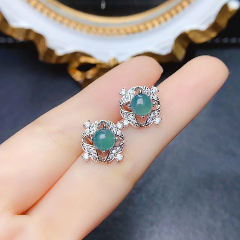 sterling silver 6mm emerald earrings for women