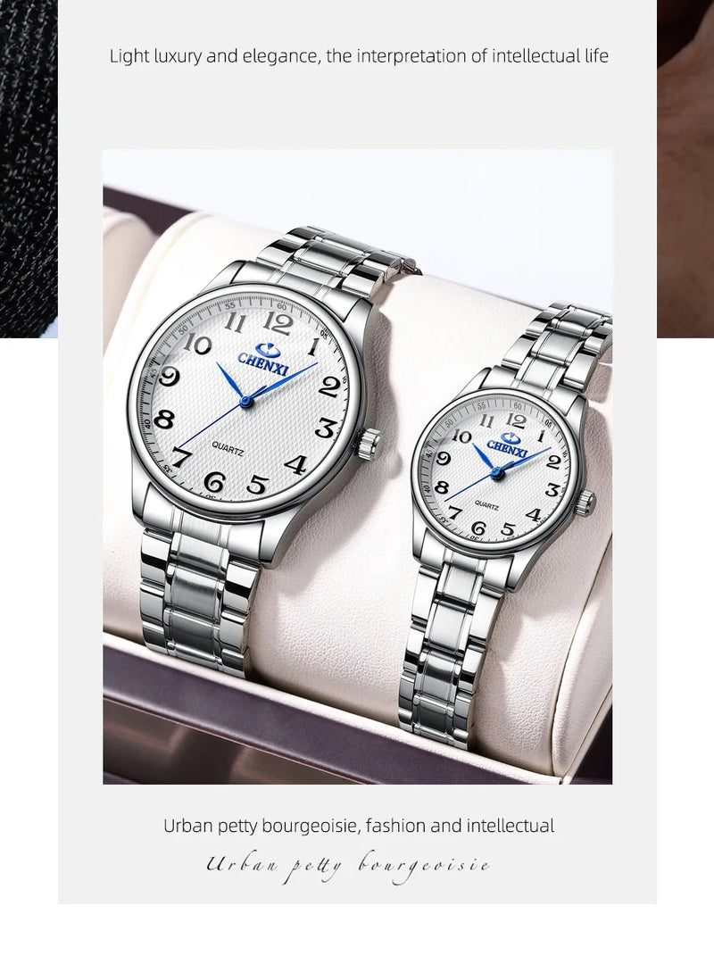 Steel Quartz Casual Watch for Couple