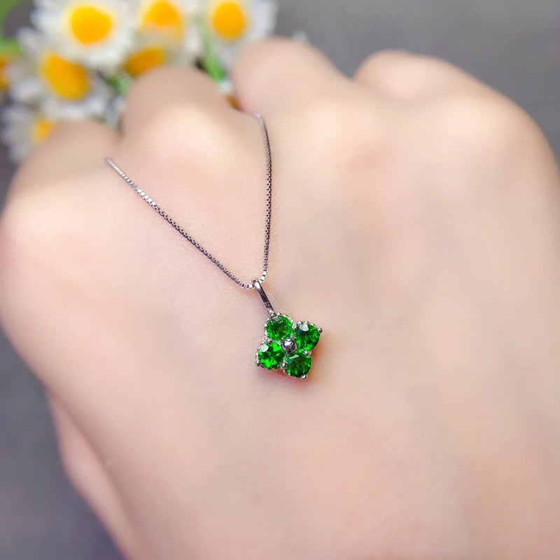 S925 Silver Diopside Pendant