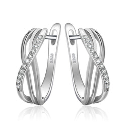 925 Sterling Silver Infinity Love Knot Earrings with 5A CZ for Women