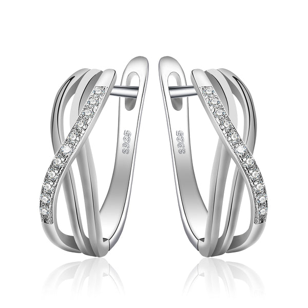 925 Sterling Silver Infinity Love Knot Earrings with 5A CZ for Women