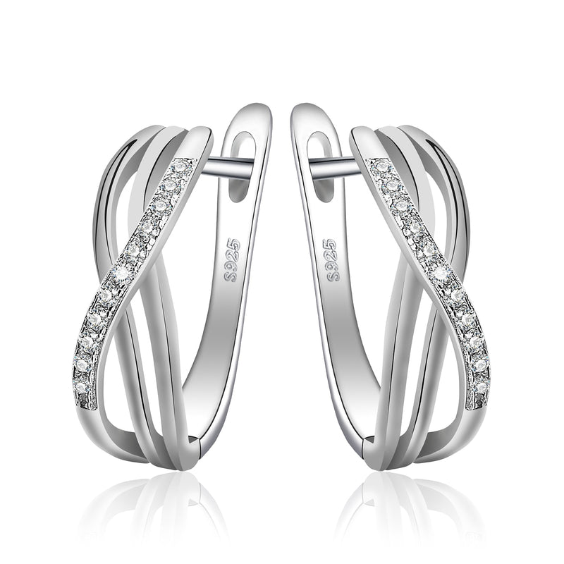 925 Sterling Silver Infinity Love Knot Earrings with 5A CZ for Women