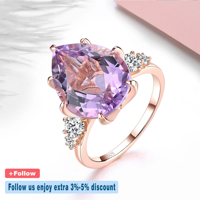 Silver Rose Gold Plated Pink Amethyst 8 Carat Pendant for Women