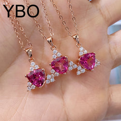 Rose Gold plated 925 Sterling Silver Natural Topaz Triangle Pendant Necklace for Women