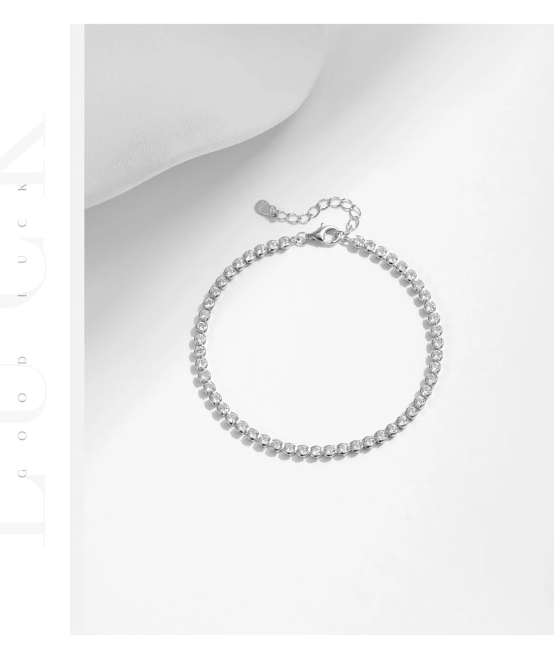 Sterling Silver Round Cubic Zirconia Tennis Bracelet for Women