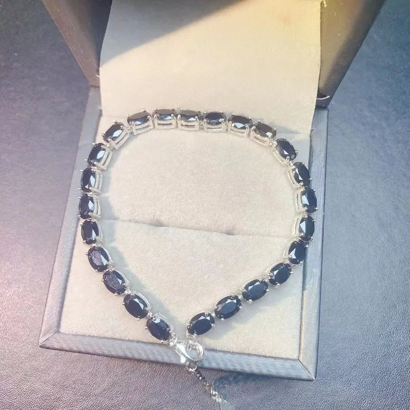 Sterling Silver Natural Spinel Bracelet for Ladies