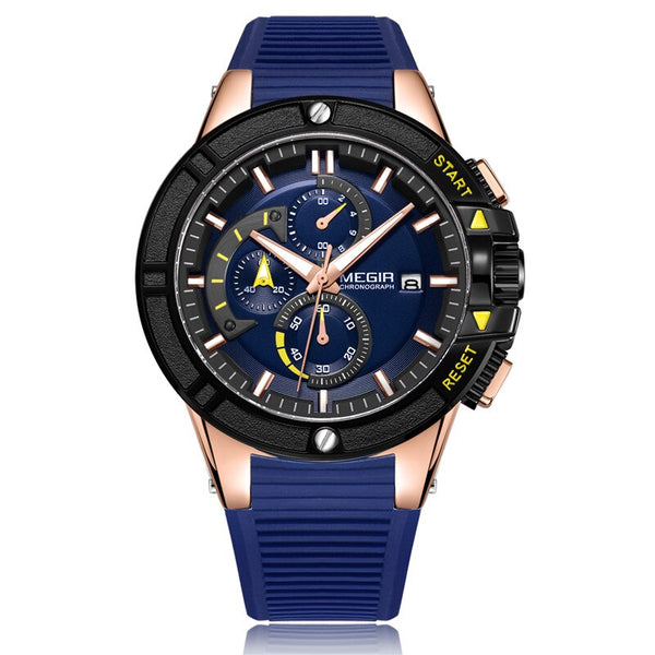 Stainless Steel Rubber Chronograph Watch for Men