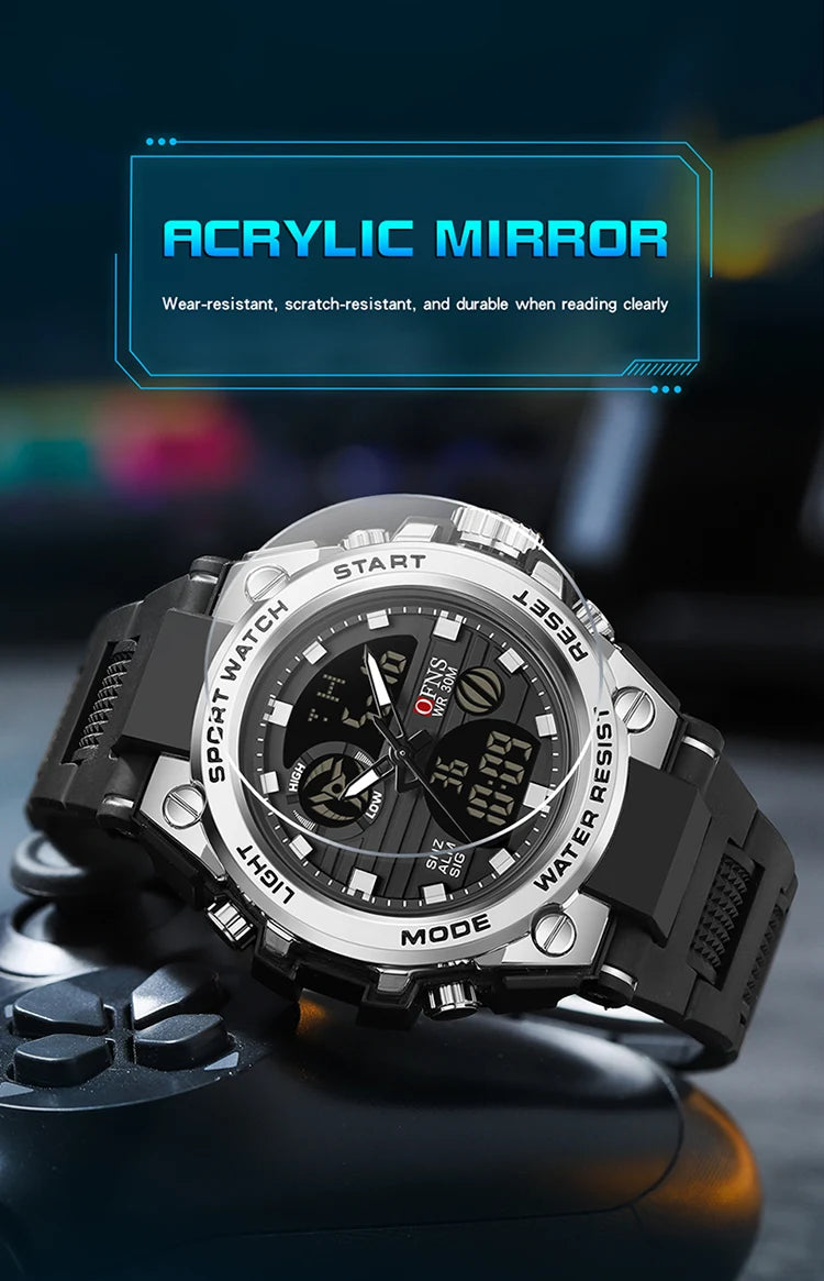 Stainless Steel LED Digital Watch with Date and Alarm for Men