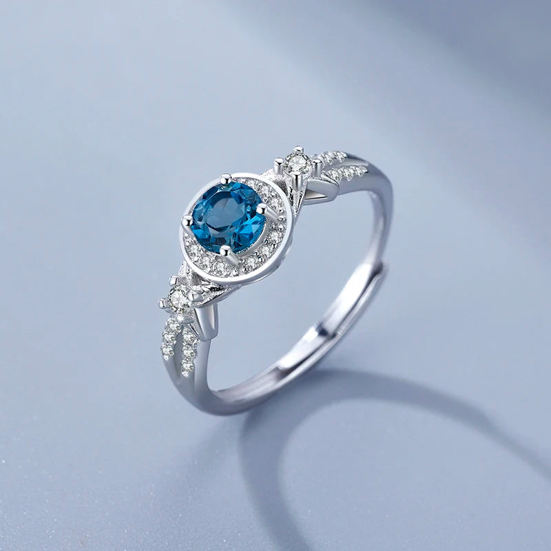 Sterling Silver Blue Topaz Ring for Women