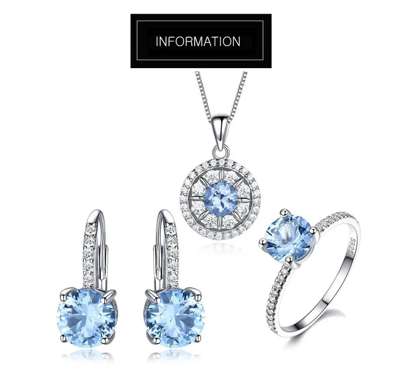 925 Sterling Silver Nano Sky Blue Topaz Set for Women