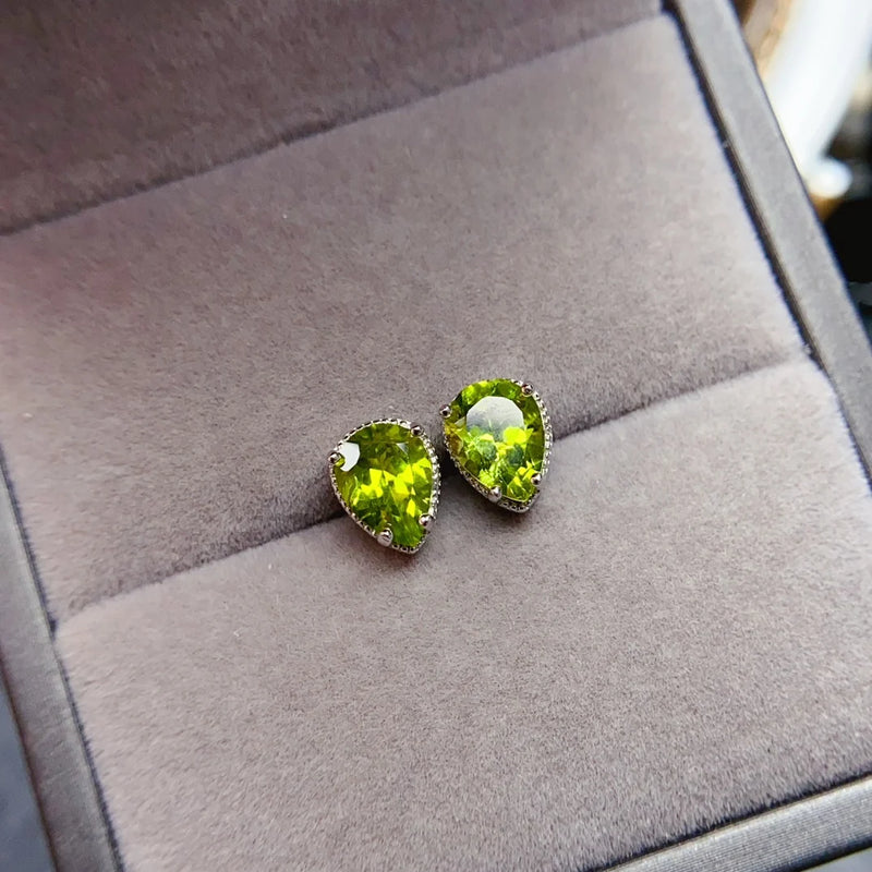 S925 Sterling Silver Olivine Studs Earrings for Women