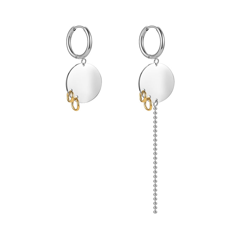 ENFASHION Simple Stainless Steel Colorblock Drop Earrings Irregular Length Design Mujer Earring Fashion Jewelry Party E221353