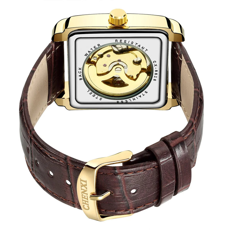 Gold Automatic Skeleton Tourbillon Mechanical Wristwatch for Men