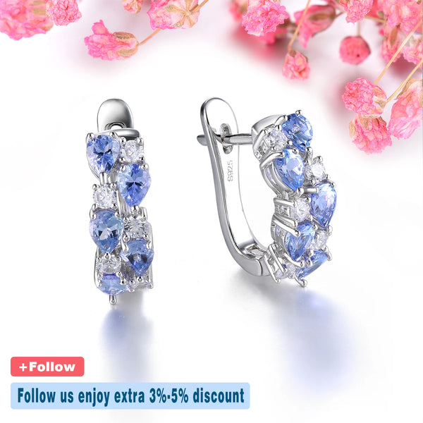 Sterling Silver 1.3 ctw Tanzanite Light Blue Clip Earrings for Women