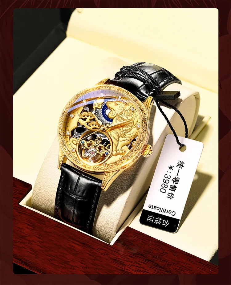 Gold Automatic Skeleton Watch for Men