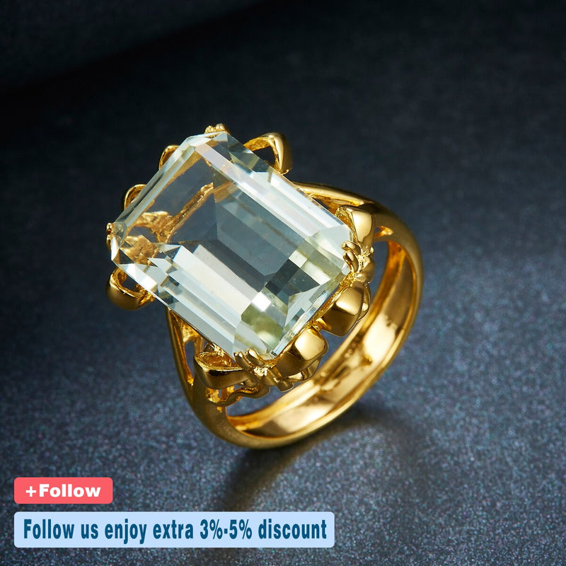 925 Sterling Silver Green Amethyst Ring for Women