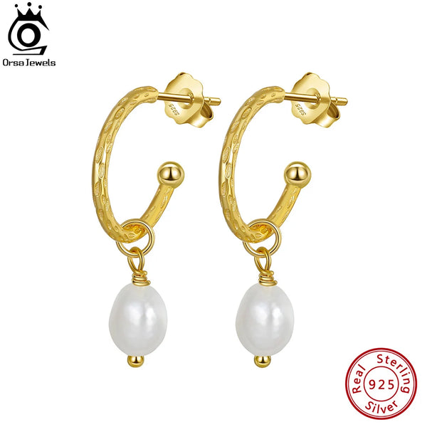 14K Gold Over Sterling Silver Dangle Earrings with Freshwater Pearls for Women