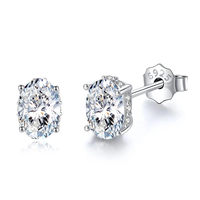 Sterling Silver Oval Cut 4*6 mm Moissanite Diamond Earrings with VVS1 Clarity and D Color for Women