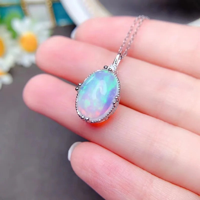 Gold Opal Pendant Necklace for Women