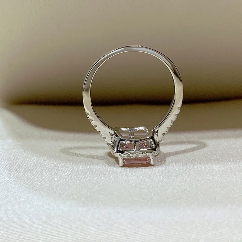 925 Silver Princess Square Diamond Ring