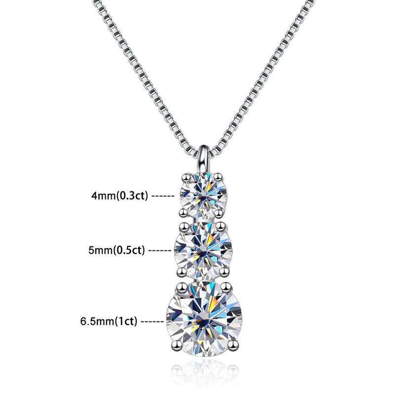 925 Sterling Silver Plated 18k White Gold Moissanite Diamond Necklace for Woman