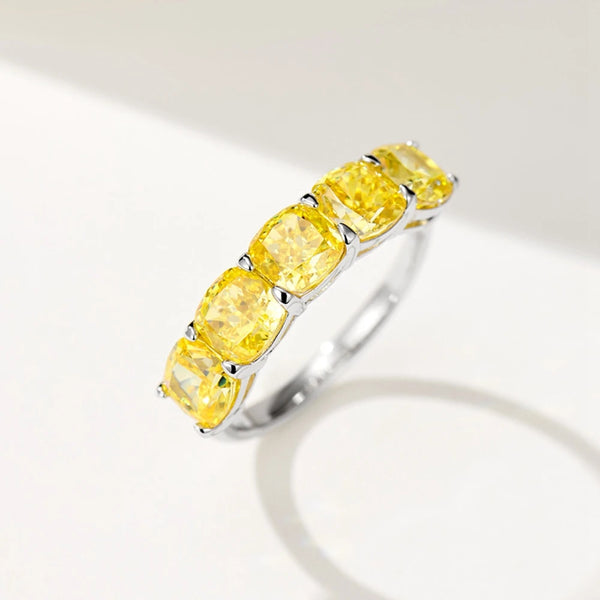 Sterling Silver Citrine Gemstone Ring with Crushed Ice Cut for Women