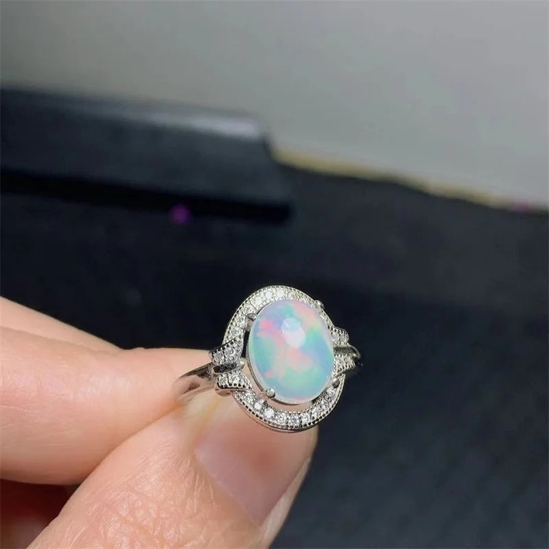 Sterling Silver 925 Opal Ring for Women