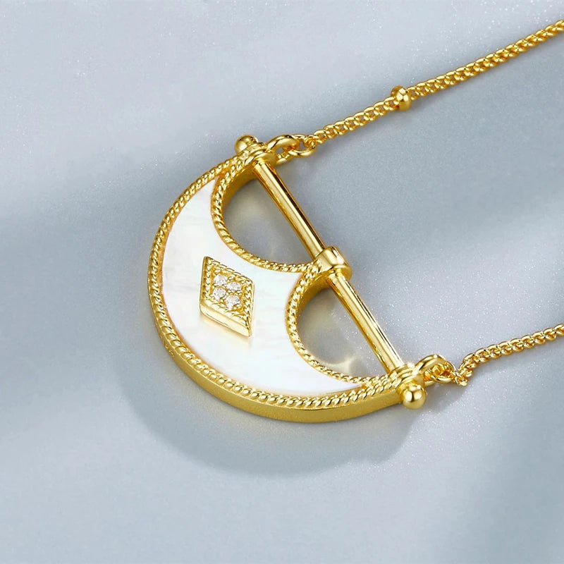 Gold Plated Silver Mother of Pearl Pendant Necklace for Women