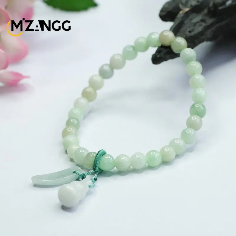 Green Jadeite Gourd Jade Bracelet for Men and Women