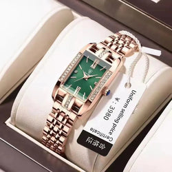 Stainless Steel Diamond Rectangle Watch for Ladies