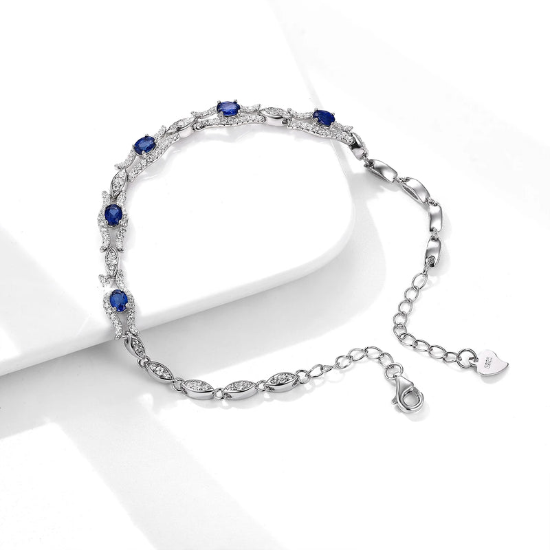 925 Sterling Silver Natural Sapphire cz Bangle for Women