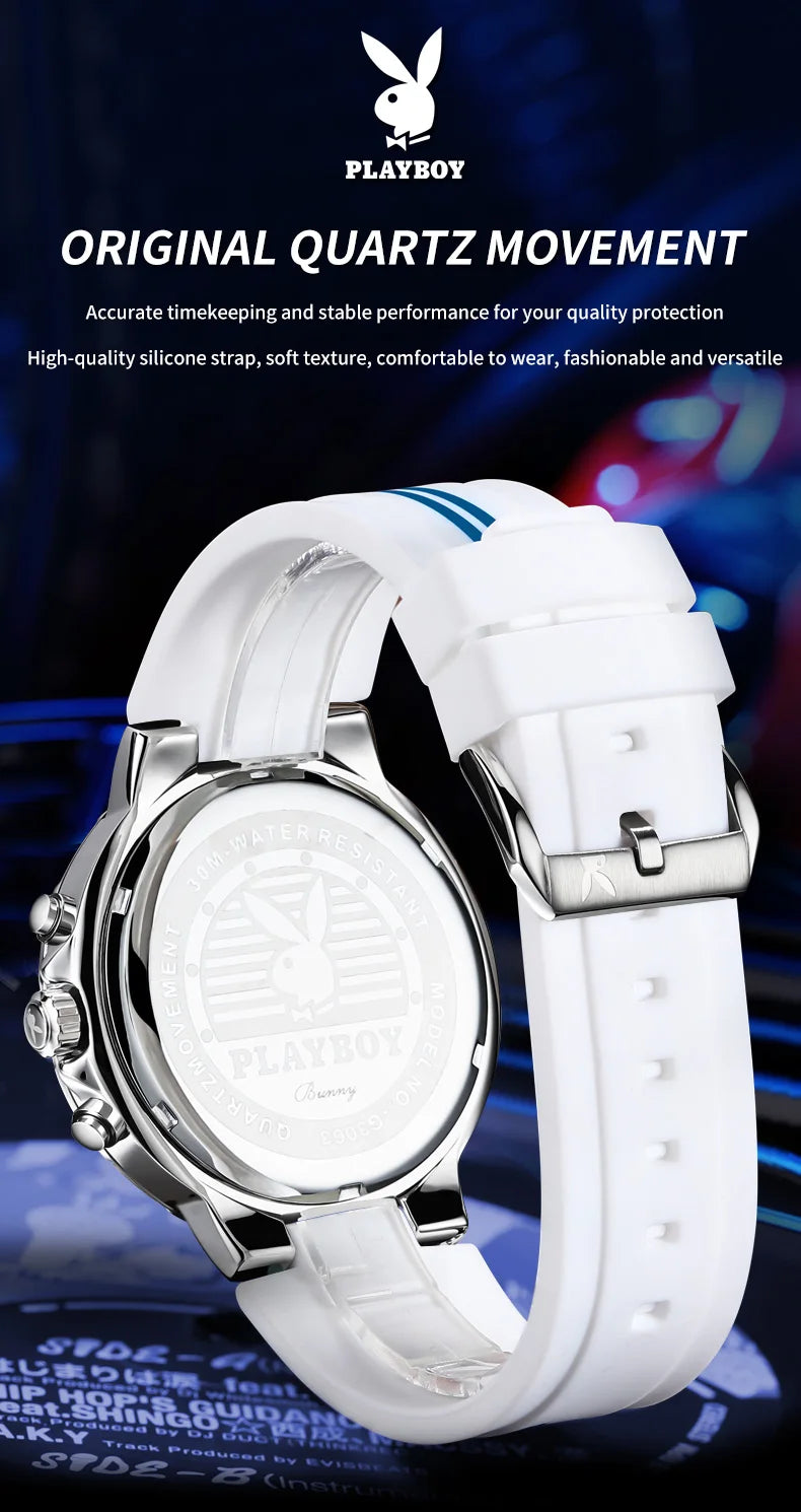 Stainless Steel Silicone Strap Multifunction Watch for Men