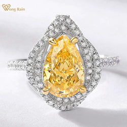 Sterling Silver Pear Citrine & Diamond Cocktail Ring for Women