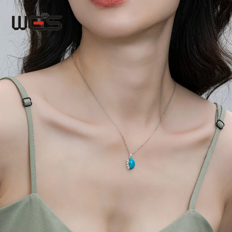 Sterling Silver Turquoise Pendant Necklace for Woman