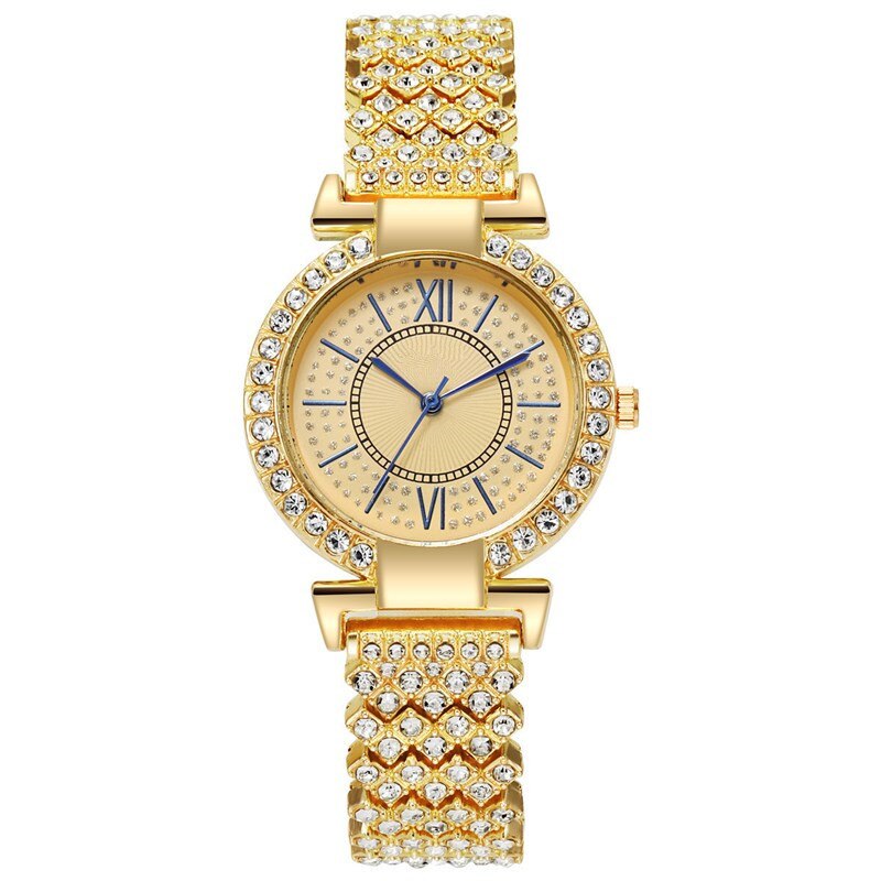 Stainless Steel Full Diamond Bracelet Watch for Women