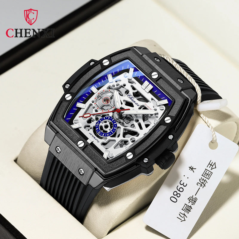 Stainless Steel Silicon Square Luminous Men's Watch