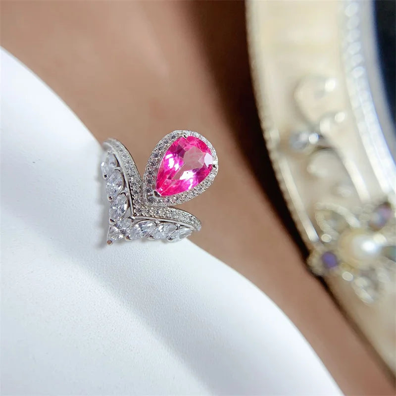 Sterling Silver Pink Topaz Ring for Women