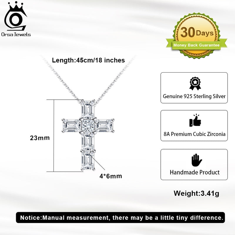 Sterling Silver Cubic Zirconia Cross Necklace for Women