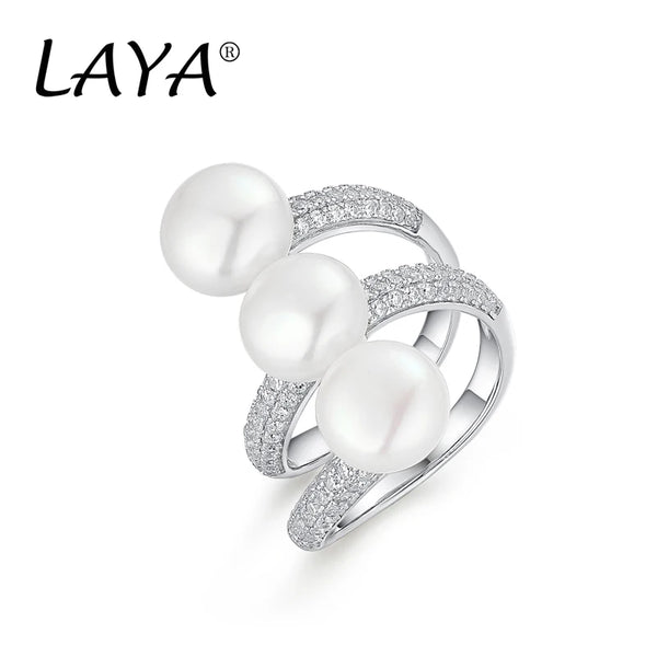 925 Sterling Silver Zirconium White Bead Ring for Women