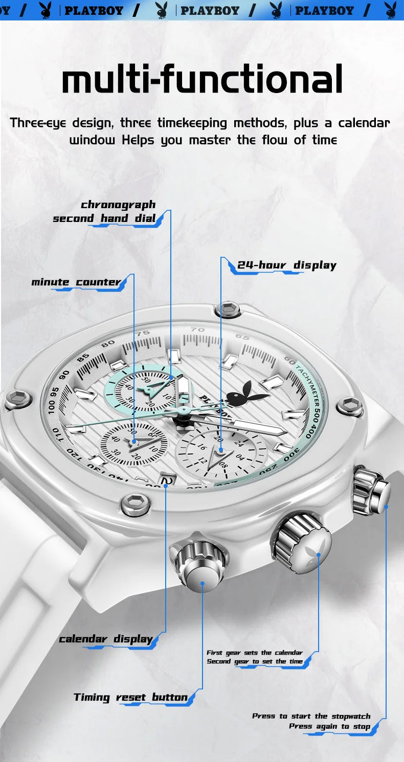 Silicone Multifunction Quartz Watch for Men