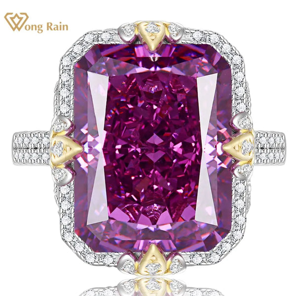 Wong Rain 925 Sterling Silver Crushed Ice Cut Emerald Citrine High Carbon Diamonds Gemstone Luxury Bohemia Ring Fine Jewelry