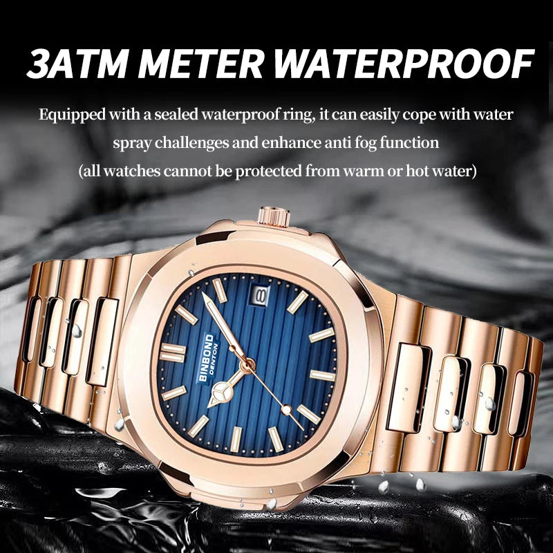 Stainless Steel Quartz Sport Waterproof Ultra-Thin Watch for Men