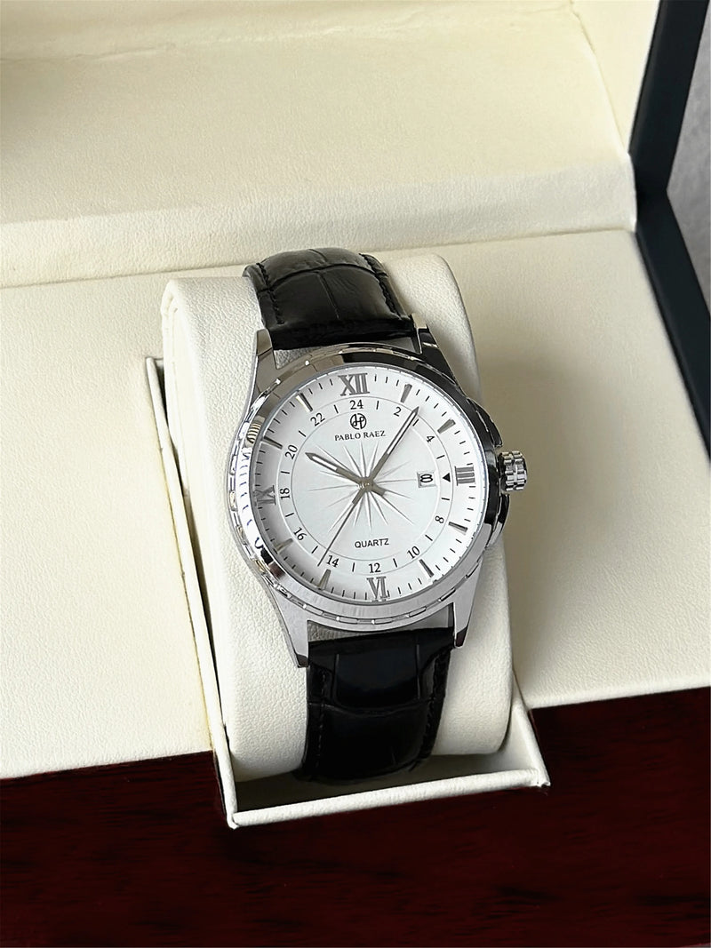 Luxury Men's Quartz Watch with Waterproof Date Display and Stainless Steel Strap