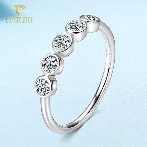 925 Sterling Silver Moissanite Bubble Ring for Women