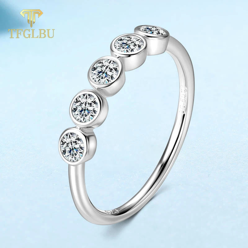 925 Sterling Silver Moissanite Bubble Ring for Women